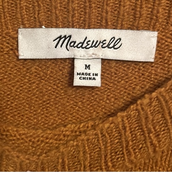 Madewell Flutter Sleeve Wool Blend Sweater Mustard Yellow Size Medium - Picture 8 of 10